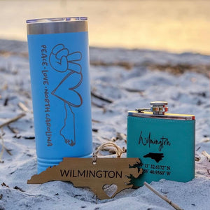 personalized tumbler, North Carolina flask for wedding gift, groomsmen gift, bridal party gift